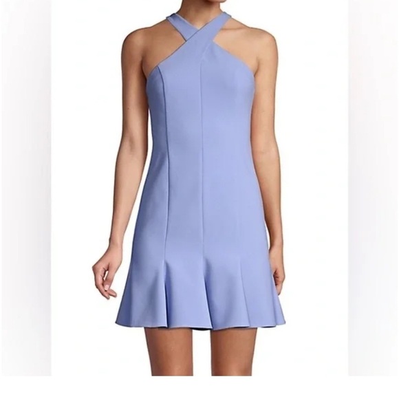 LIKELY Womens Halter Style Flared Carolyn Dress Periwinkle Blue Crepe Size 12 - Picture 1 of 16